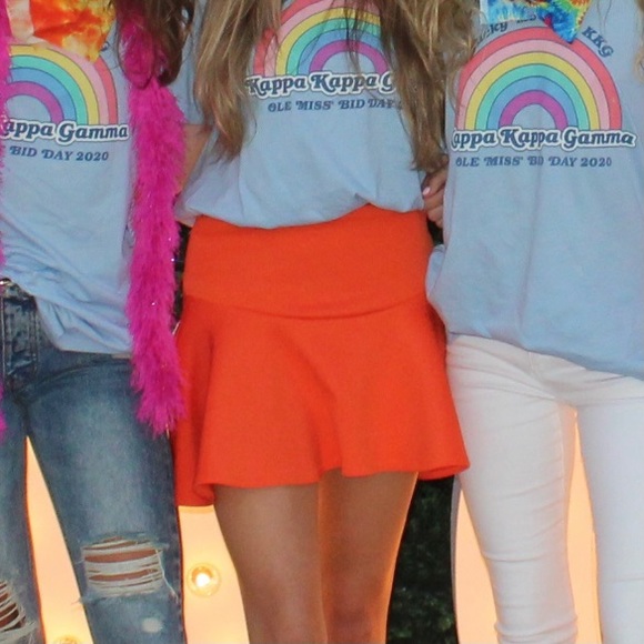 ASOS orange scuba mini skirt with frill - Picture 2 of 4